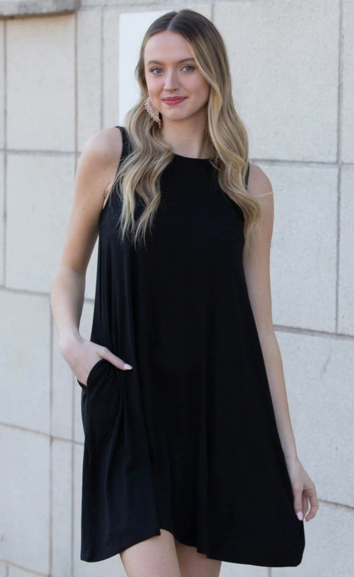 Plain black swing sales dress