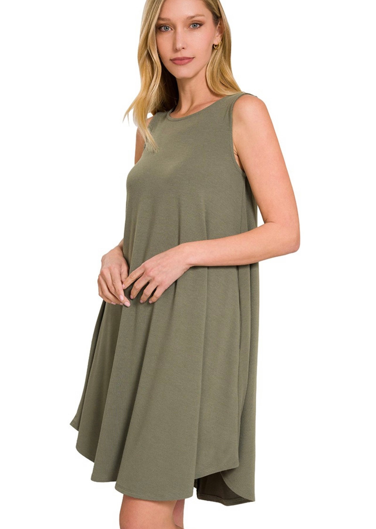 Olive Swing Dress Plain And Simple Boutique